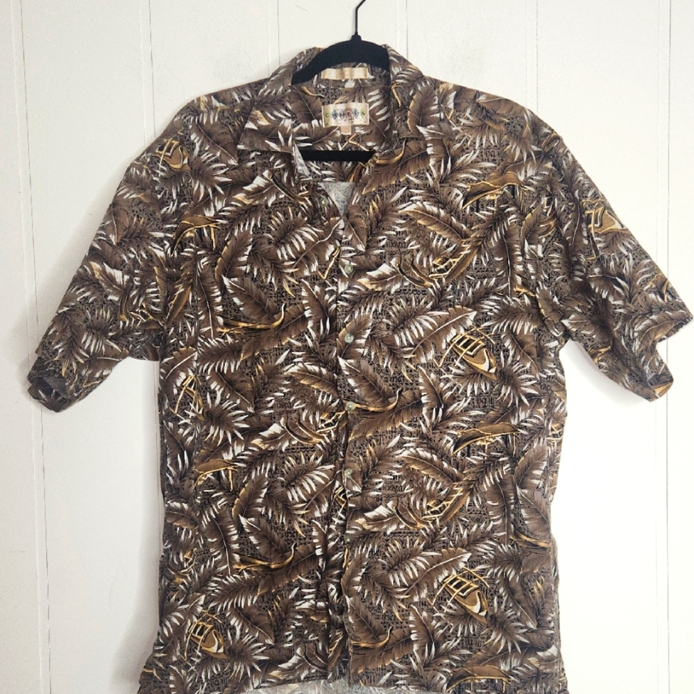 Tropical Brown Leaf Print Men's BREAKING BAD HANK button-down Shirt
